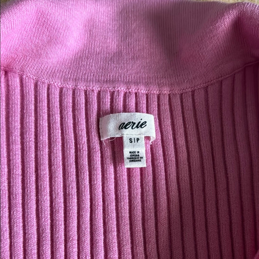 NWOT Pink Ribbed Button-Up Cardigan - Picture 2 of 4